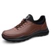 Men's Waterproof No-Tie Leather Sports Shoes - Versatile Black Business Casual
