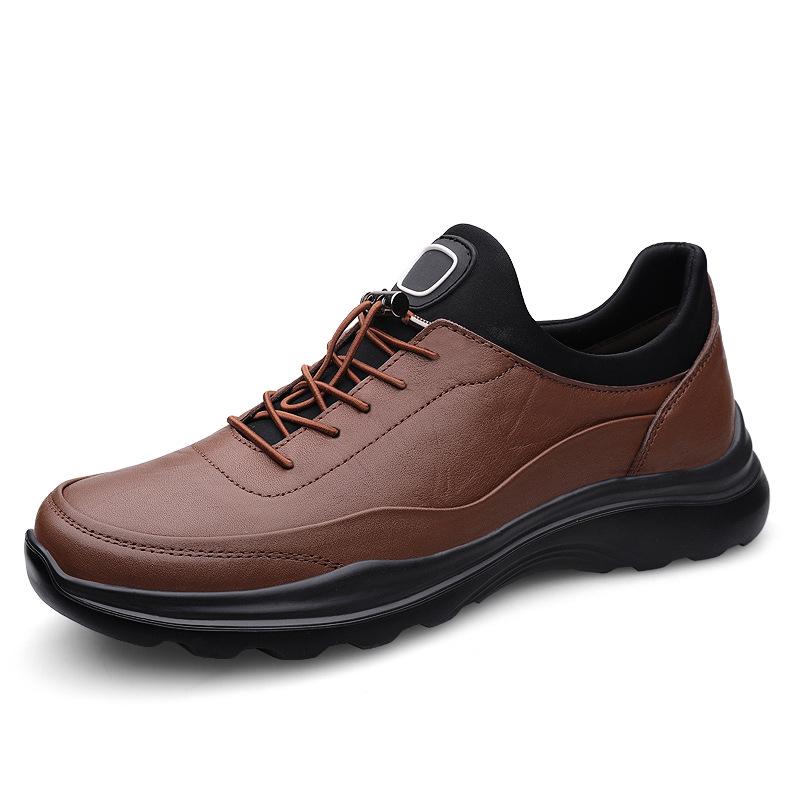 Men s No-Tie Waterproof Genuine Leather Casual Sports Shoes 41