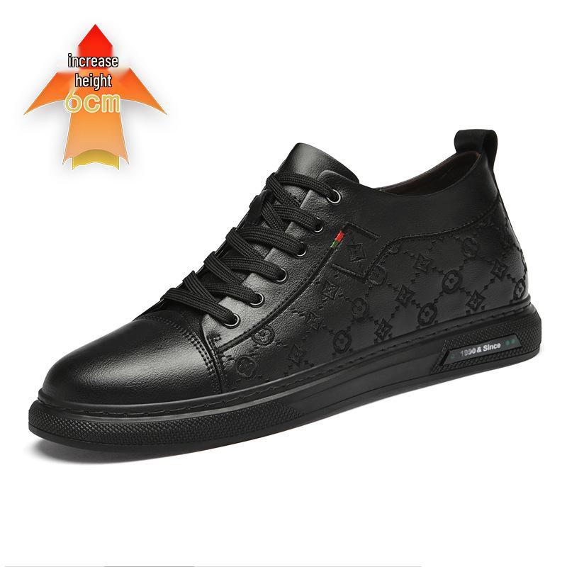 Men s Trendy 6CM Height Increasing White Sneakers - Spring Korean Style, Thick-Soled Casual Shoes 40