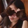 1pair Women Autumn Winter Keep Warm Plush Knitted Woolen Splicing Half Finger Gloves Cute Lovely Sweety Smooth Soft