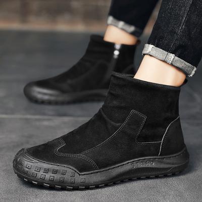 Fashion Autumn Winter Men's Boots High Top Leather Shoes Men's Ankle Boots Fashion Comfortable Motorcycle Boots Platform Boots Man