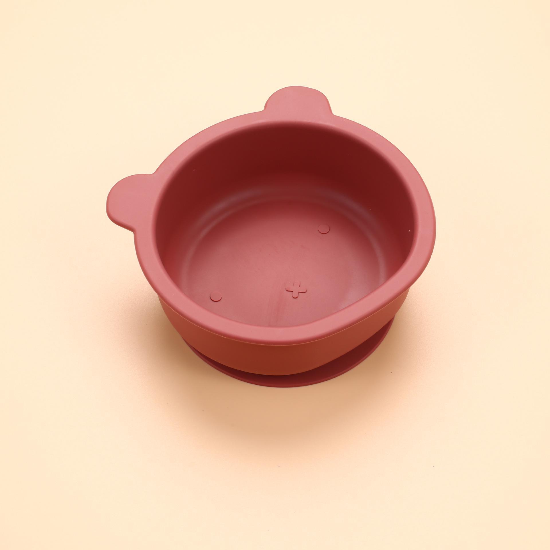 

Детская силиконовая миска в форме медведя - пищевая присоска для обучения еде Bear Bowl кирпич красный