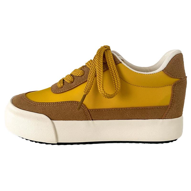 

6643 latex insole/inner height increase of 3 cm thick-soled German training shoes women s shoes 2025 spring and summer new round head board shoes 35