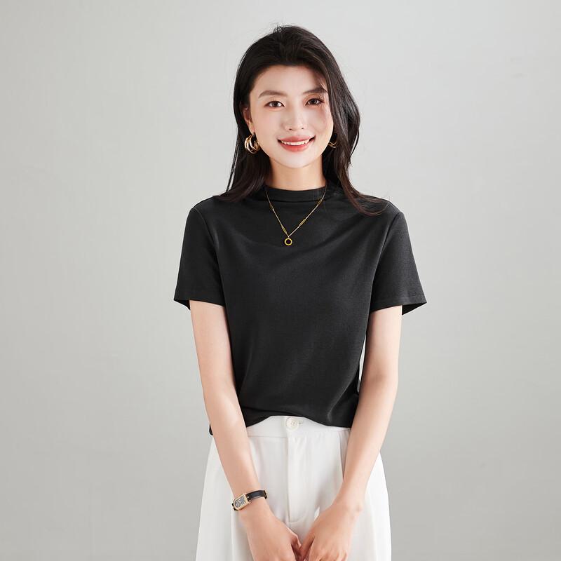 SOFSIL Women s Semi-High Collar Short-Sleeved T-Shirt M