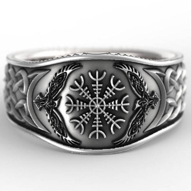 

Кольцо He Cheng Viking Celt Compass с серебряным покрытием Size 13