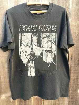 Men Casual Crystal Castles Fashion Print T Shirt Crew Neck Streetwear Short Sleeve T Shirt Women