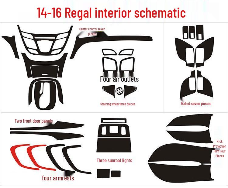 Fits 14-16 Regal Models: Carbon Fiber Interior Console Shift Lever Decoration Film