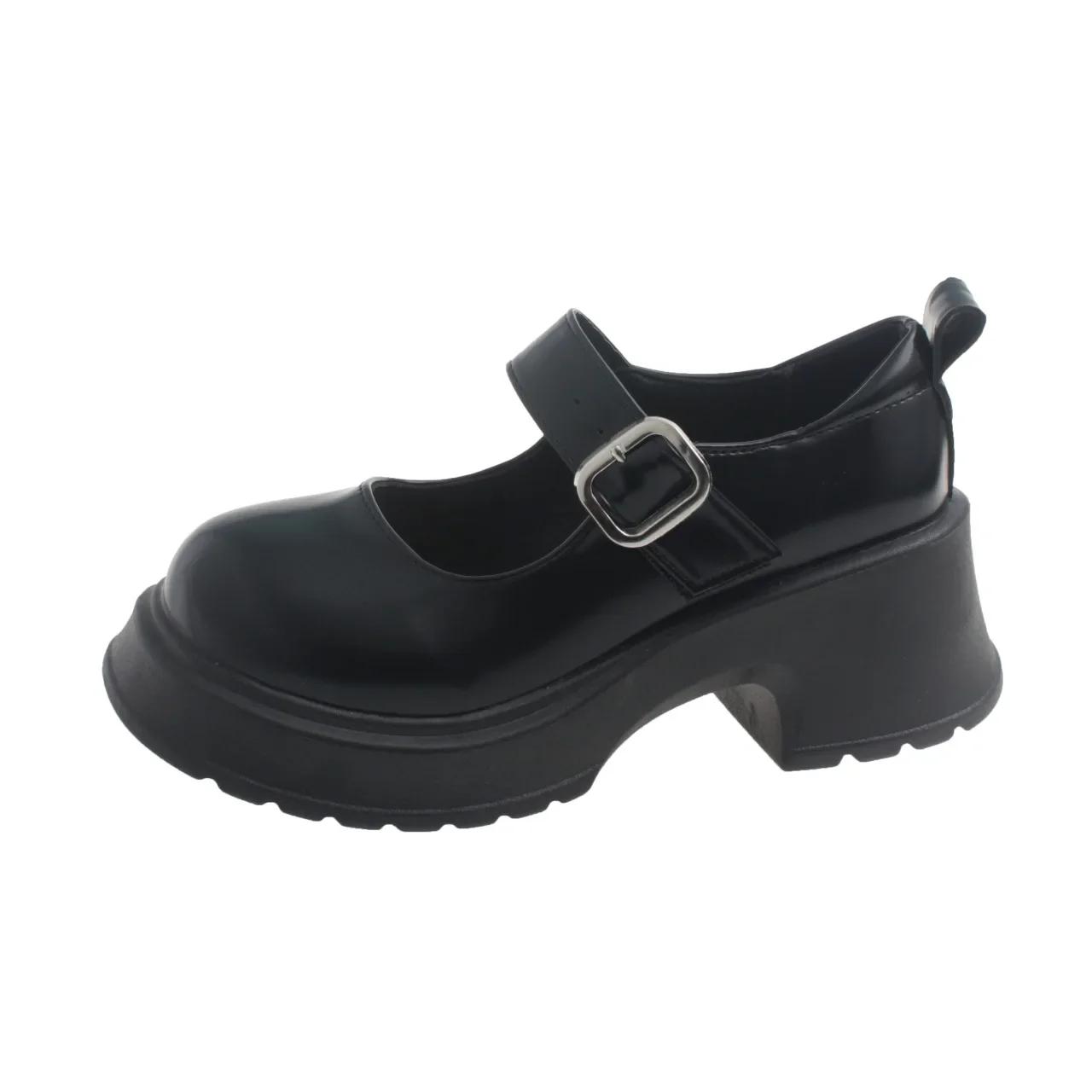 

Мода 2024 года, женские туфли на каблуках, туфли Мэри Джейн на платформе, туфли Лолиты на каблуках, женские туфли на высоком каблуке в японском стиле для девочек в винтажном стиле 43 чёрный