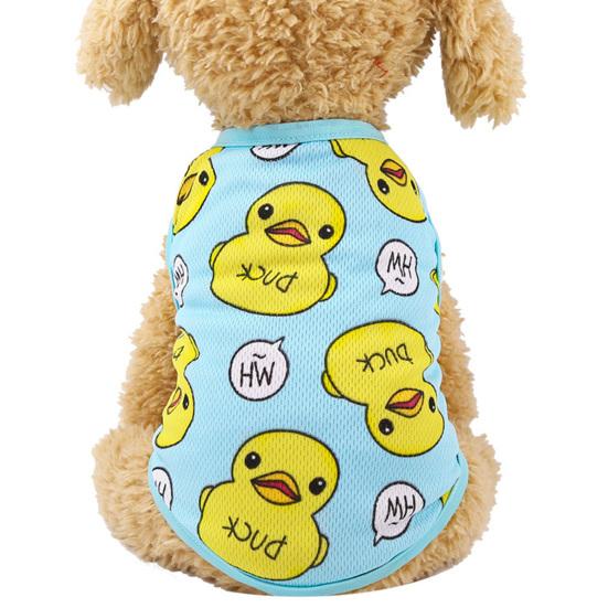 Spring Summer Breathable Cartoon Duck Pattern Cat Dog Mesh Vest Pet Clothes