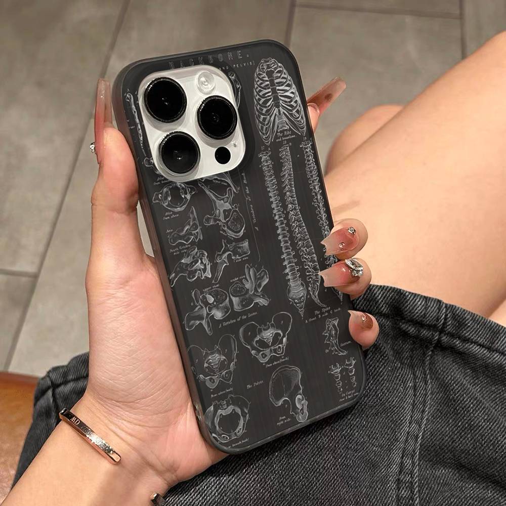 Radiological Human Organs Skeleton Phone Case For IPhone 17 16 15 11 12 13 14 Pro Max Soft Corrugated Silicone Cover Case