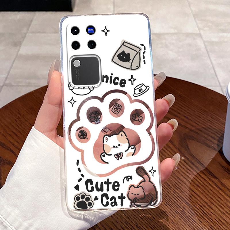 Jelly Casing For Vivo V30 Pro V2319 VivoV30 V2318 Clear Silicone Soft TPU Back Cover Cute Cat Rabbit Heart Protective Case