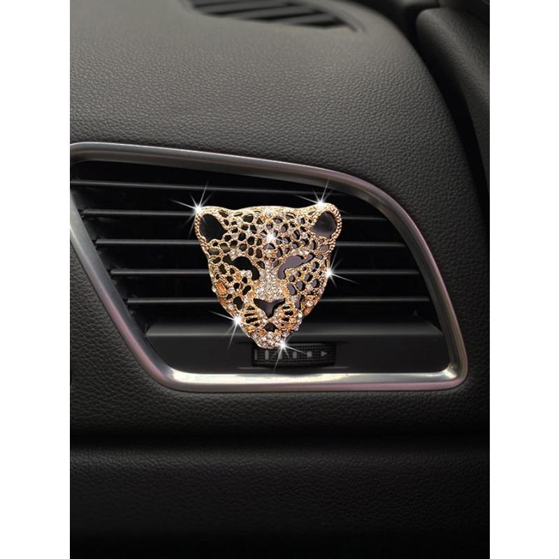 

Зажим для воздуховода автомобиля с декором из стразов и леопардовым дизайном one-size золотой