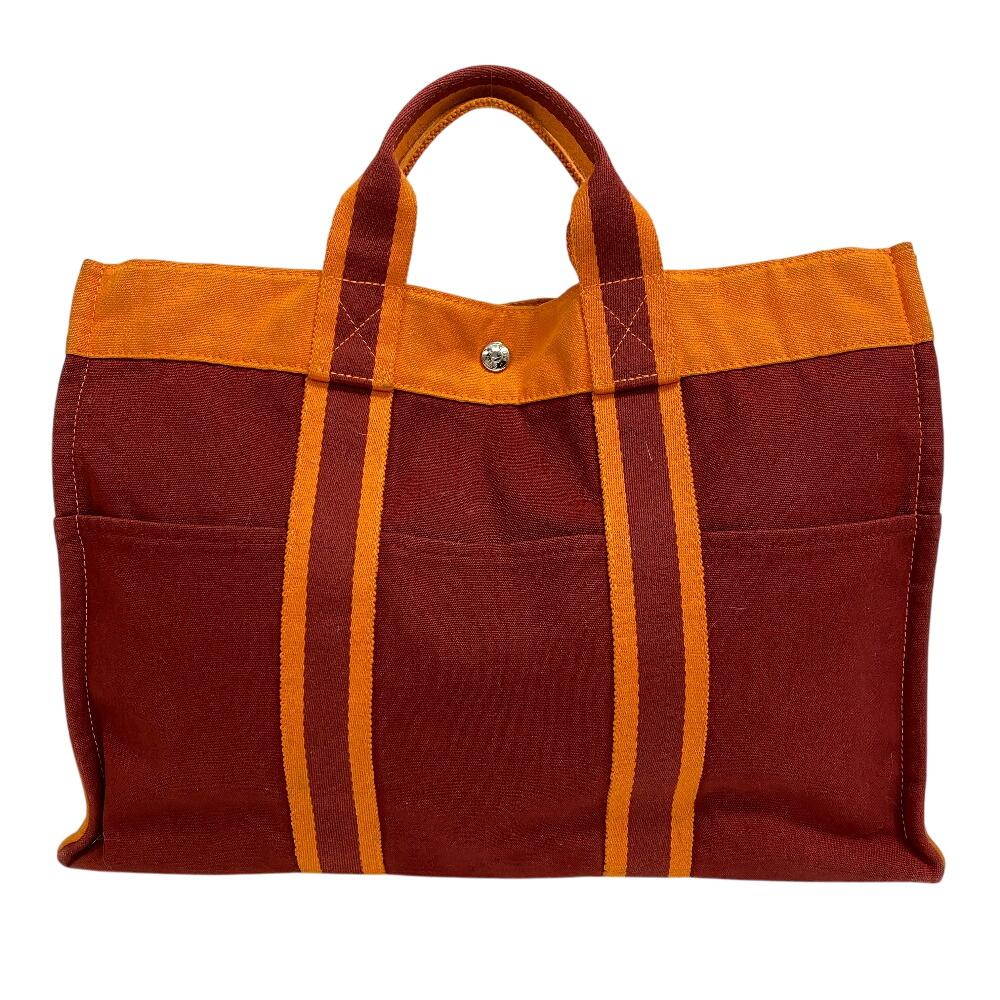 Hermes Hawaii French Festival Limited 2002 Fool Toe Canvas Fool ToeMM Tote Bag Orange Canvas Unisex Used