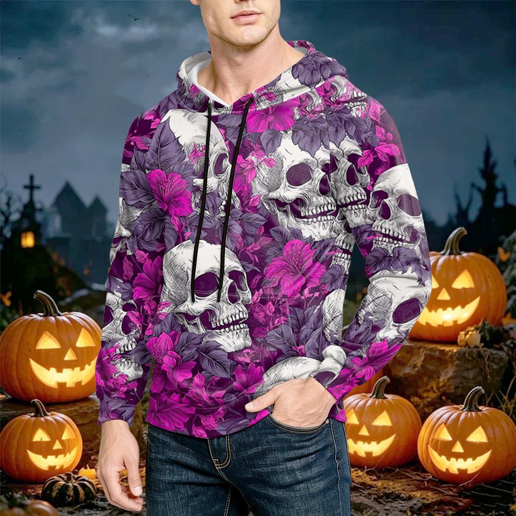 Men's Casual Loose Fit Printed Hoodie with Pocket and
