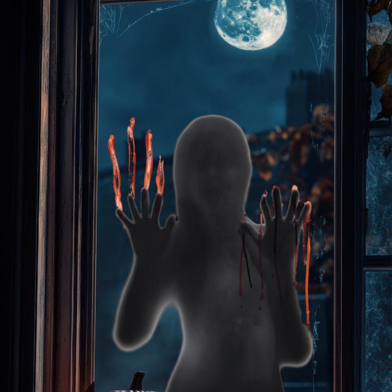 Scary Halloween Window Stickers Horror Ghost Bloody Hand Decals for Glass Window Door Decor PVC Decor House Party Indoor Outdoor
