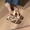 Spot second hair~ thick-soled square head with cool slippers, female retro temperament with skirt, sandals, two slippers