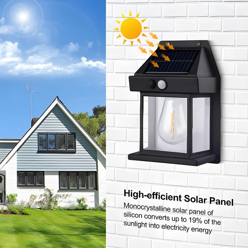 LED Solar Wall Lamp Household Garden Tungsten Lamp Outdoor Waterproof Wall Light with Motion Sensor Villa Lighting Night Light