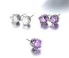 S   Copper Purple Amethyst Stud Earrings for Women Classic Real Crown Crystal Wedding Party Designer Jewelry