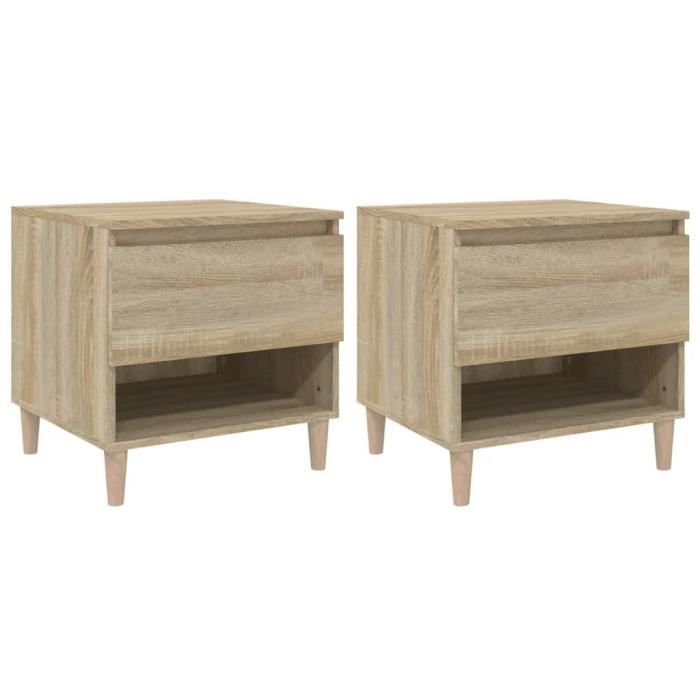 VidaXL Tables de chevet 2pcs Chêne sonoma 50x46x50cm Bois d’ingénierie 819539