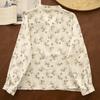 Chemise en Coton et Lin à Manches Longues et Décolleté en V Florale Gorge d'Hiver – Style Printanier Élégant pour Femme
