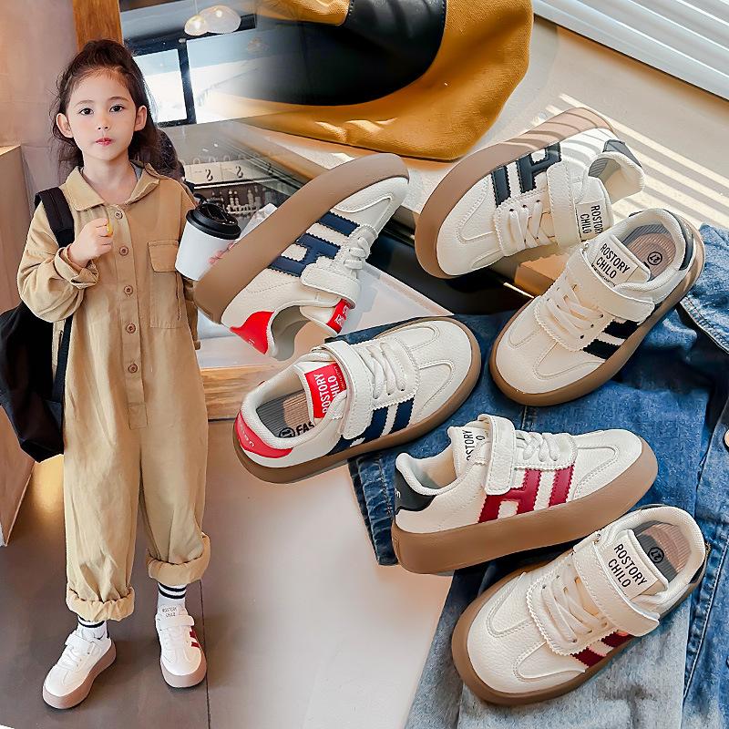 Genuine leather children's little white shoes 2025 autumn new girls' moral training shoes board shoes boys soft soles baby Korean version classmate