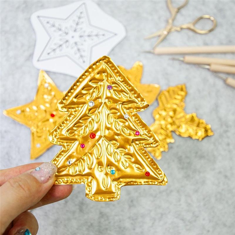 AS60-Gold Crafting Accessory Silver Shimmer Handmade Design Set-Metal Embossing Art Kit, Artistic Project Kit For-Scrapbooking