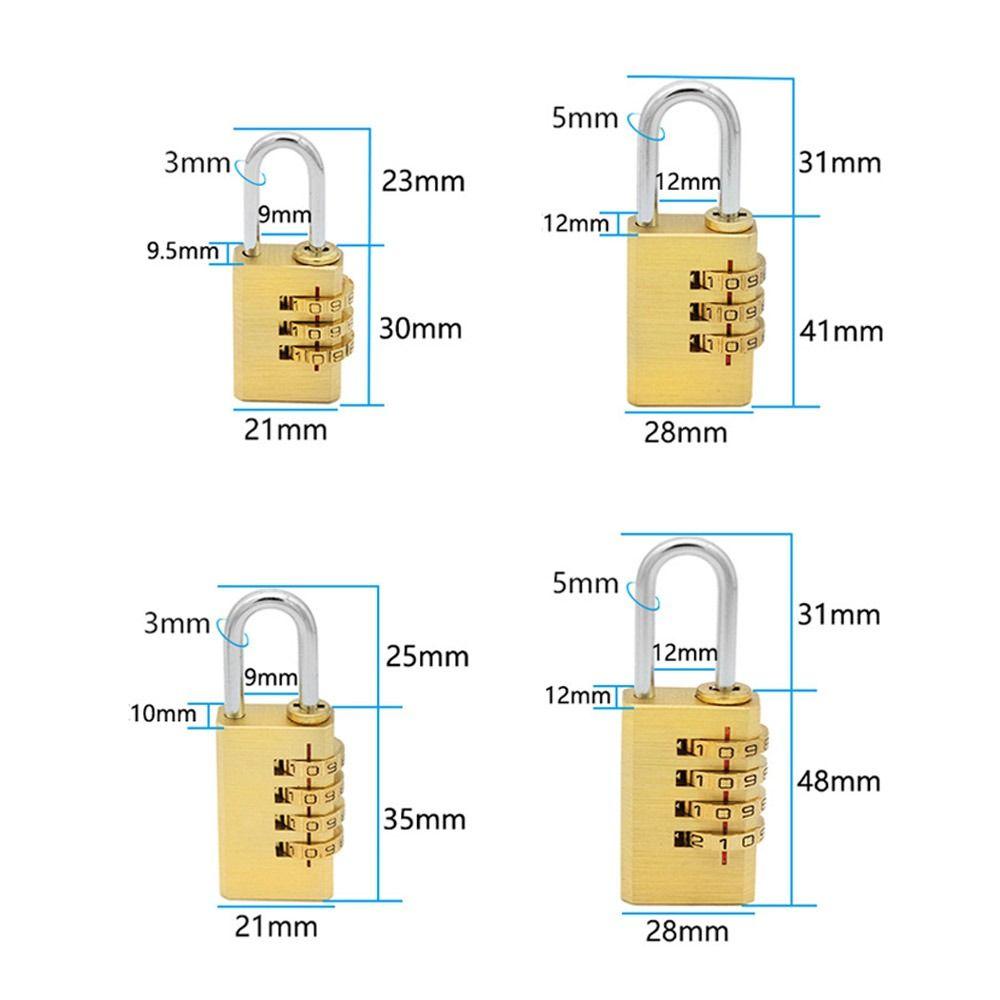Travelling Combination Padlock Brass Code Lock Mini Number Password Lock Door