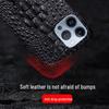 iPhone 11/13 Pro Max & Apple 14 Case: 3D Crocodile Head Genuine Cowhide Leather