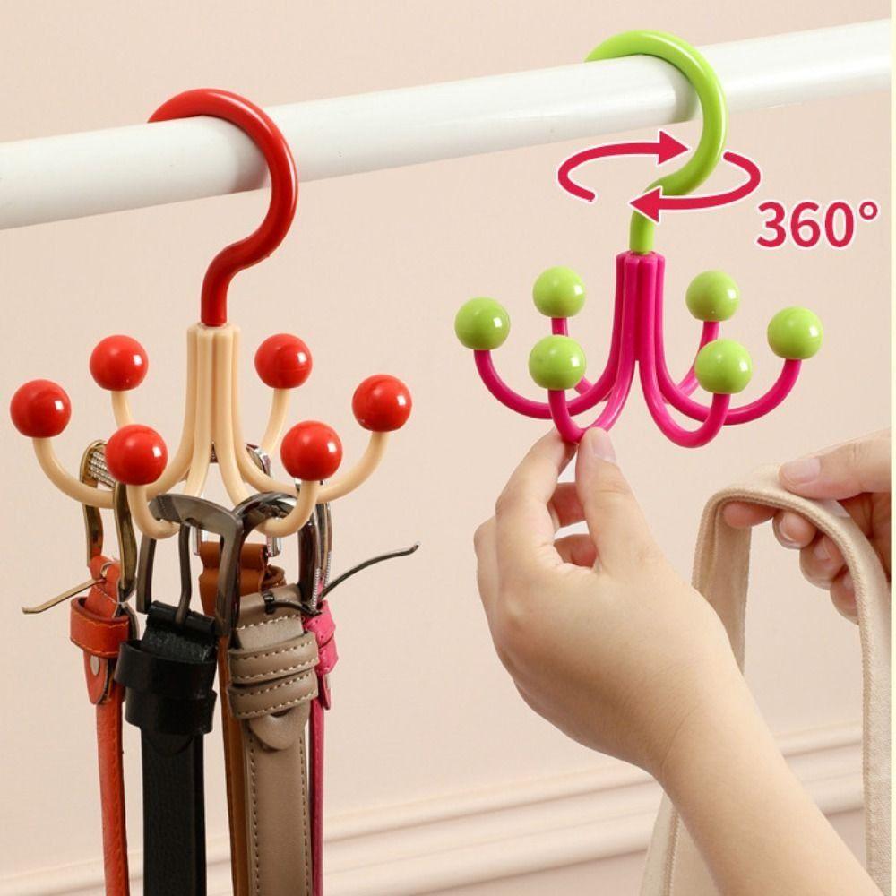 6pcs Portable Rotating Hook Space-Saving Multi-Functional Hooks Hat Tie Bag Hook  Home Storage