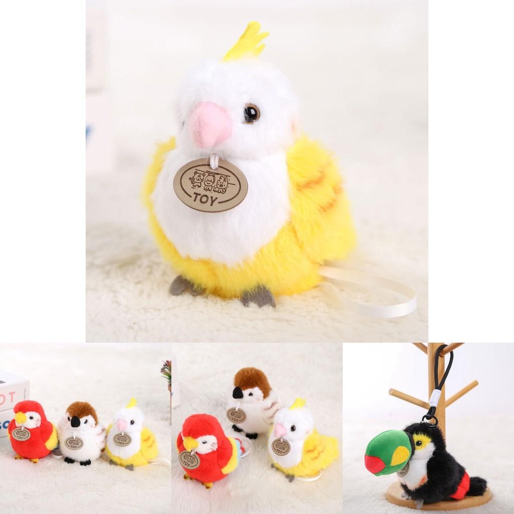Red Crowned Crane Plush Parrot Keychain With Pp Cotton Filling For Girls And Collectors