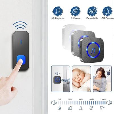 Drahtlose Wasserdichte Heimüberwachung Intelligente 55 Lieder 5 Lautstärken Smart Türklingel Bunte LED Blinkende Türklingel