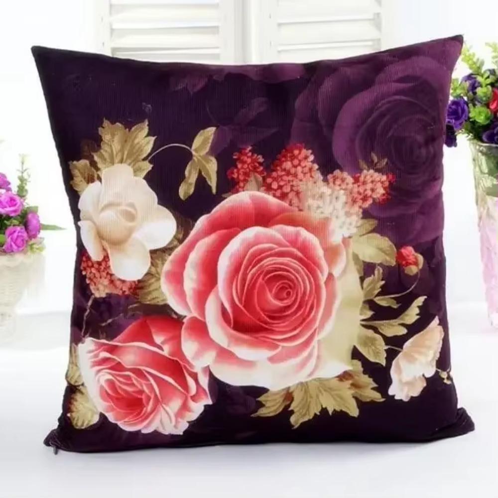 Home Decor Printing Dyeing Peony Sofa Bed Pillow Case Cushion Cover