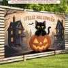 Party Backdrop Halloween Black Flat Spooky Pumpkin Jack Lantern Haunted Houses Event Photo Background Party Decor