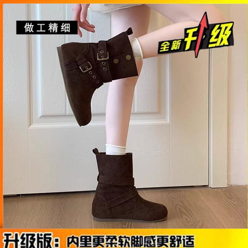 Cowhide Version Inner Height Increase Martin Boots Children Autumn and Winter New Retro Versatile Thick-soled Small Man Two Wear Short Boots