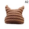 Japanese Streetwear Harajuku Beanie Little Devil Striped Knitted Hat Women Girls Autumn Winter Cute Cat Ears Cap