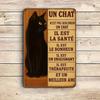 Vintage Black Cat Metal Sign, 20x30cm Rustic Decor.