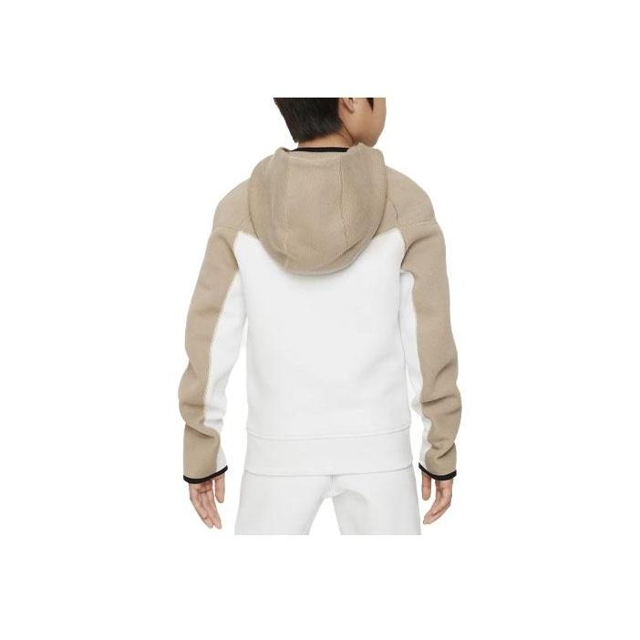 Nike Sportswear Tech Fleece Color Block Logo Print Zip-Up Hoodie Kids hoodies Khaki FD3285-121