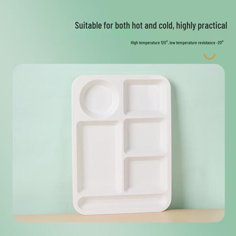 Melamine 6-Compartment Rectangular Lunch Tray