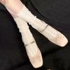 Elegant White Cable Knit Mid-Calf Socks: Women's Ballet Style Lace Mesh Leg Warmers