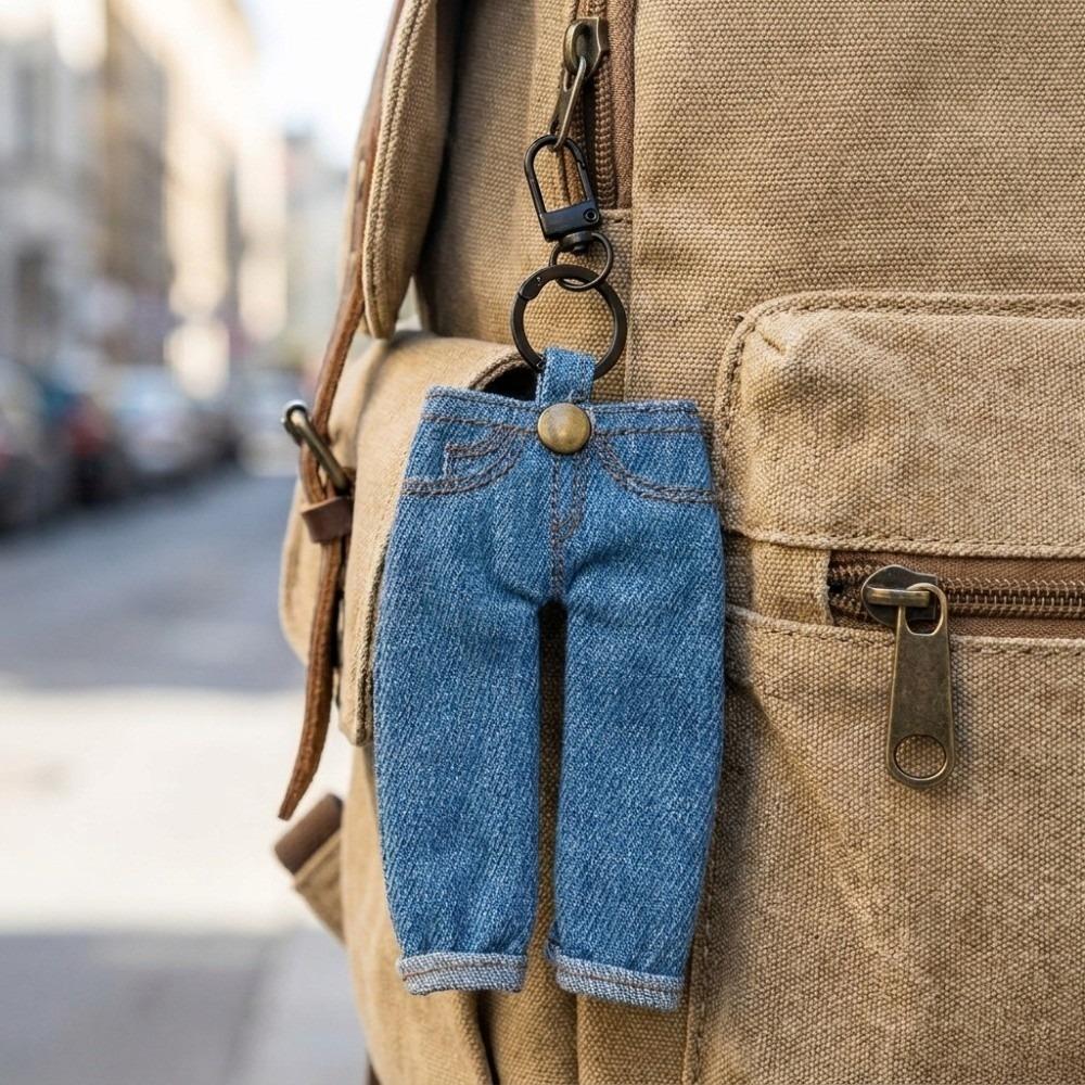 Creative Mini Denim Jeans Pen Holder Skirt Stationery Pouch Cute Keychain Student