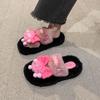 Cotton slippers women's new winter girl home thick bottom non-slip warm soft bottom plush couple foreign style fluffy slippers