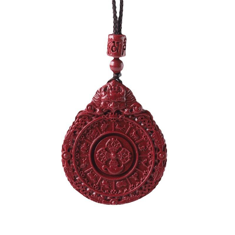 Nine Palaces Cinnabar Bagua Pendant - Purple Gold Sand Men's & Women's Necklace