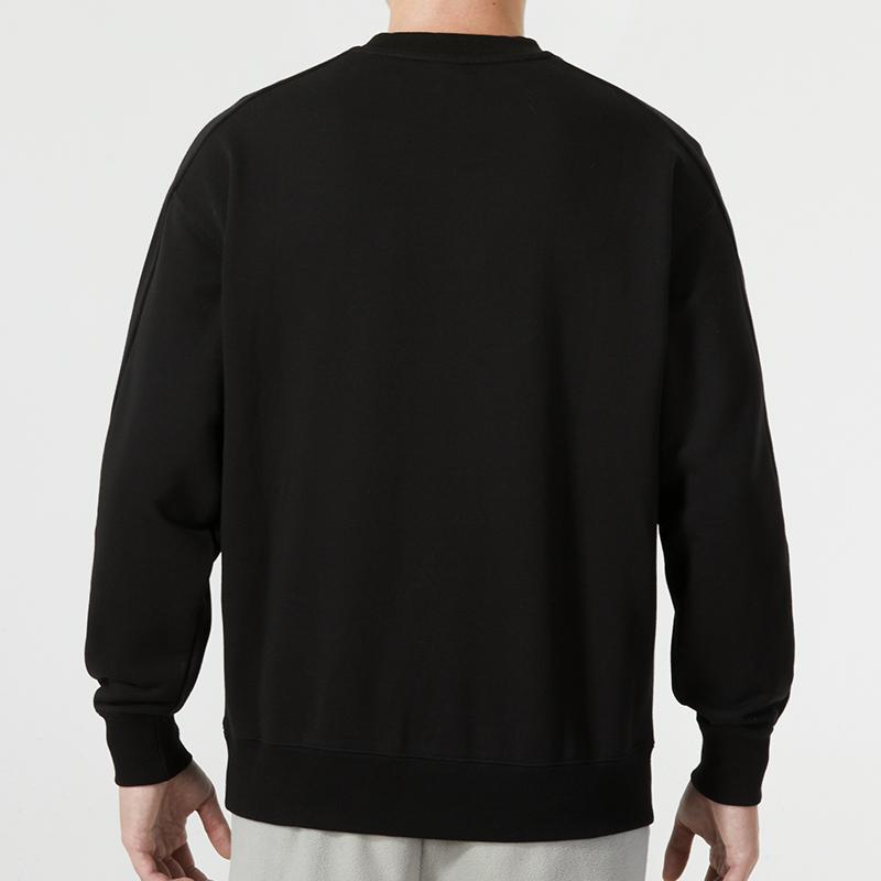 Puma Solid Color Logo Patch Crew Neck Sweatshirt Men Tops Black 535382-01