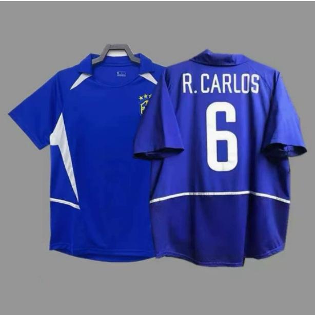 Camiseta de Fútbol Retro de Brasil del Mundial 2002: Carlos #6, Ronaldo #9, #11, y Ropa Ball.