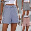 Nuovi Pantaloncini a Strisce Casual con Tasche Estivi per Donna