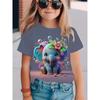 T-shirt da Ragazza Stampa 3D Animali Divertenti 2025 Moda Festival Top a Maniche Corte T-shirt Casual Abbigliamento da Ragazza