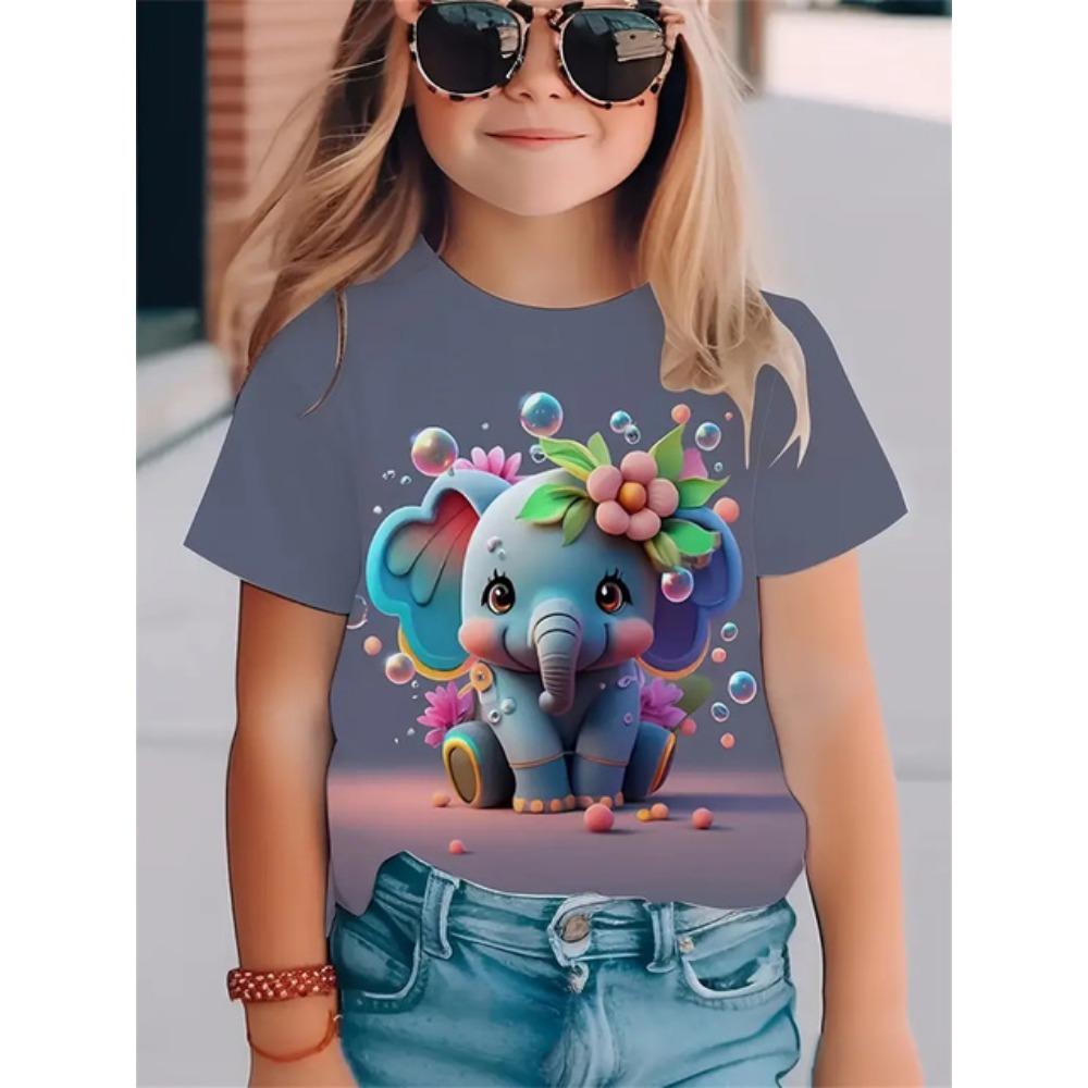 T-shirt da Ragazza Stampa 3D Animali Divertenti 2025 Moda Festival Top a Maniche Corte T-shirt Casual Abbigliamento da Ragazza