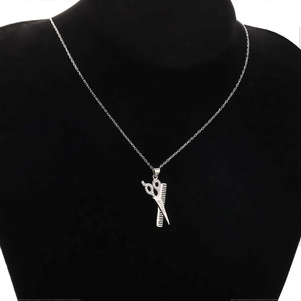 Hairstylist Gifts Scissor Necklace Comb Pendant Scissors Jewelry Stylist Gift