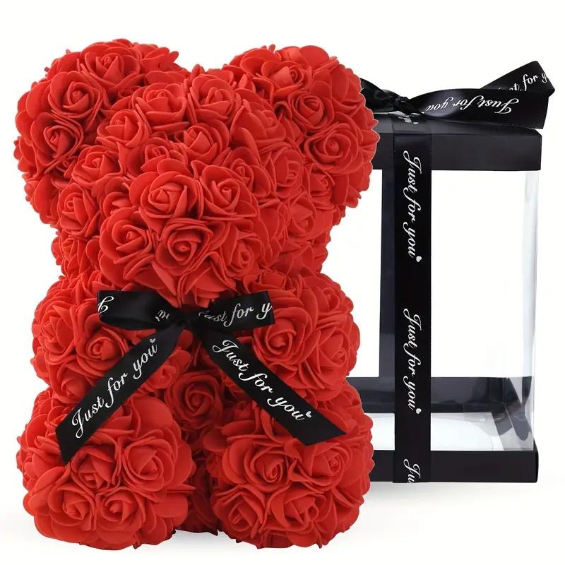 

Valentines Rose Bear Gifts For Her, Red Artificial Flowers Bear With RoseBouquet Romantic For Wife Girlfriend,Birthday, Wedding S