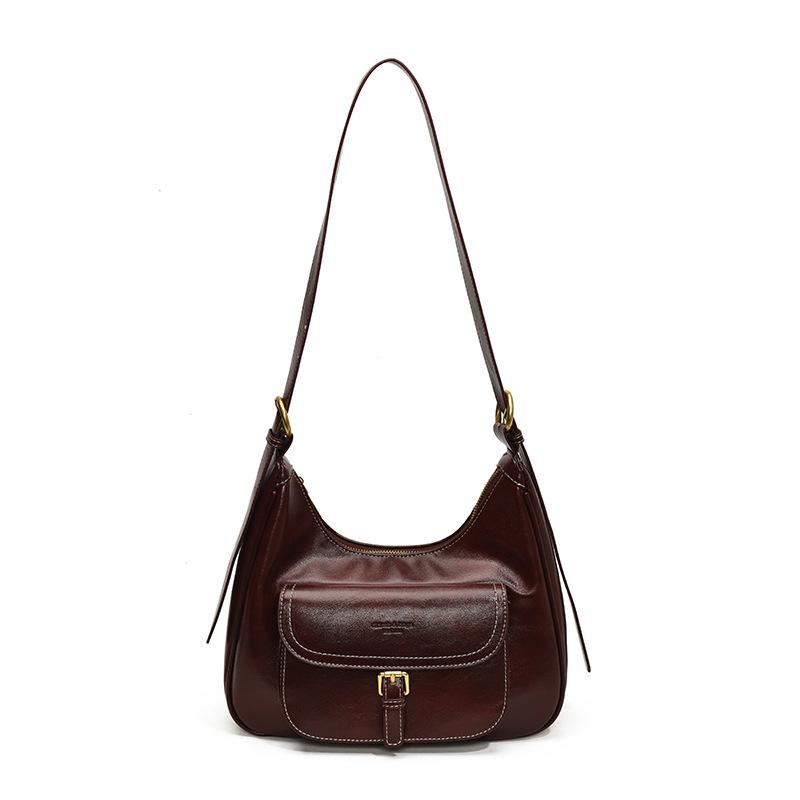 

Premium oil wax leather retro big bag women s 2025 new autumn and winter versatile messenger bag shoulder armpit bag червоний